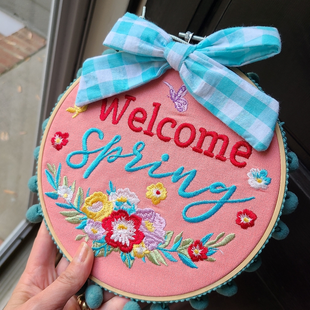 Welcome Spring Embroidered Wall Hanging - Picture 3 of 4